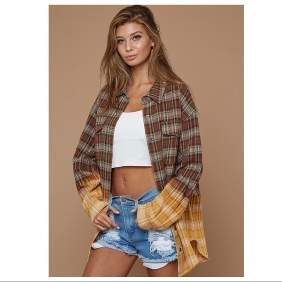 Haute Ellie Tops - BROCK-Ombré Plaid BoyFriend Shirt